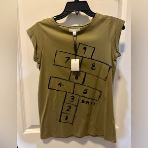 NWT Burberry Olive T-Shirt with Black Graphic.     Kids Size: 14Y